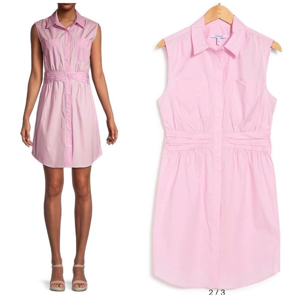 DEREK LAM 10 CROSBY Preppy Minimalist Sleeveless Cora Shirt Dress 14 NWT Summer